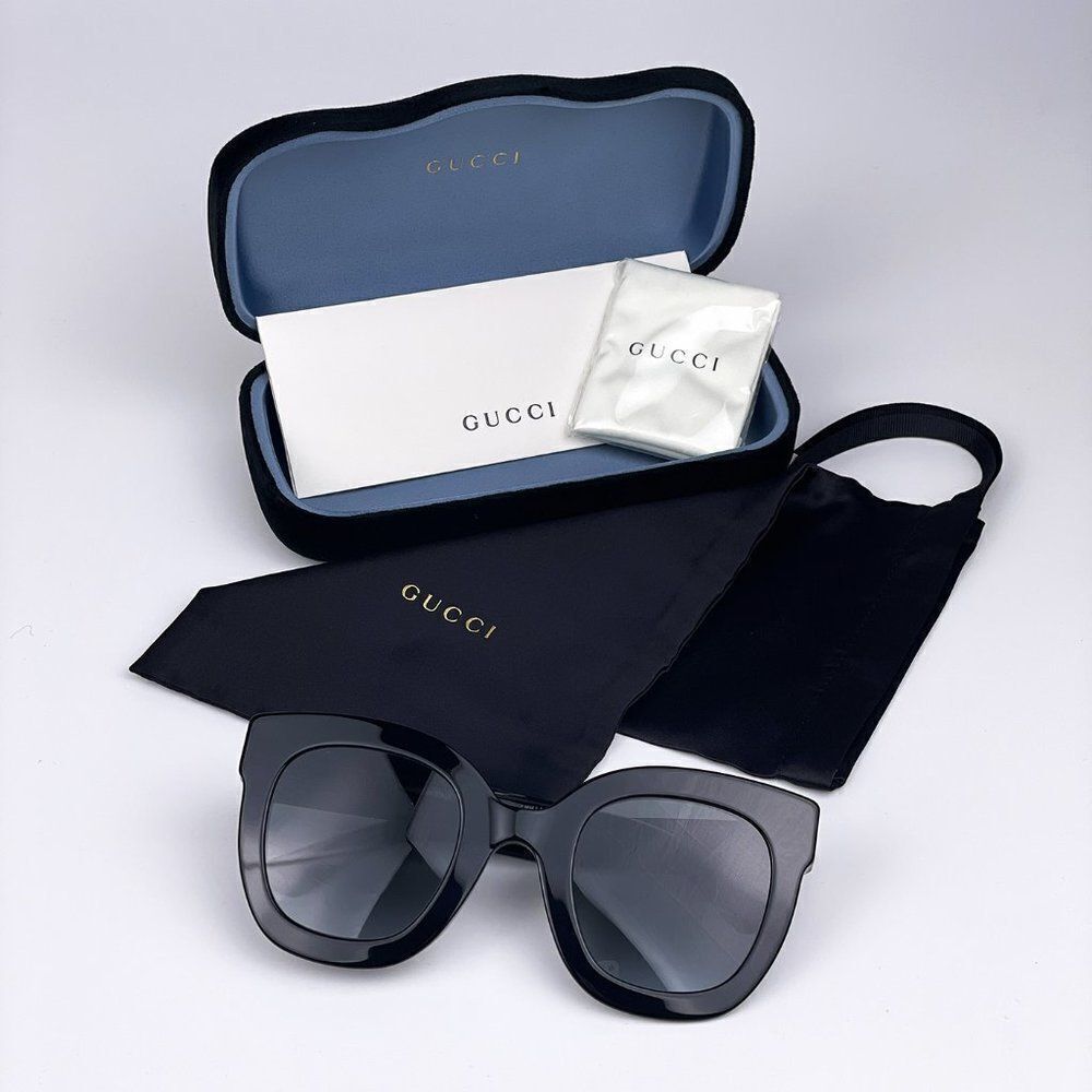 SALE! NEW Gucci  GG0208S 001 Black Gray Mirrored Gradient Square Women - Picture 11 of 13